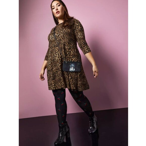 NEW Torrid 2 Betsey Johnson Leopard Ponte Skater Dress With Back Cutout 2X 18 20 - Picture 2 of 11